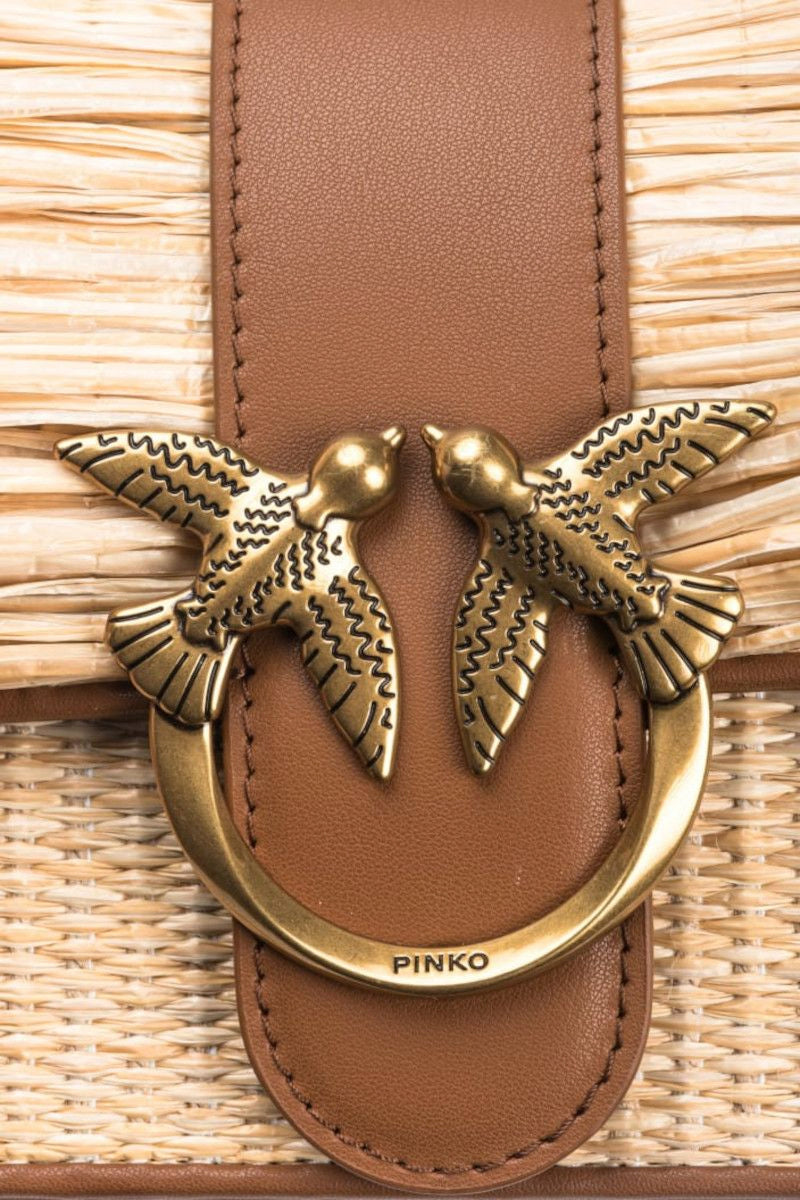 Torebka Mini Love Bag Light Raffia od PINKO